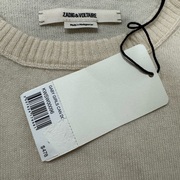 Zadig & Voltaire Wool & Cashmere Sweater (sleeves: Girls Can Do Anything) - Picture 4 of 6